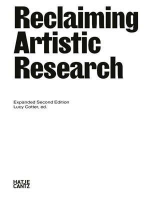 cover image of Reclaiming Artistic Research